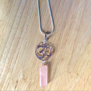 OM Rose Quartz Pendant Necklace